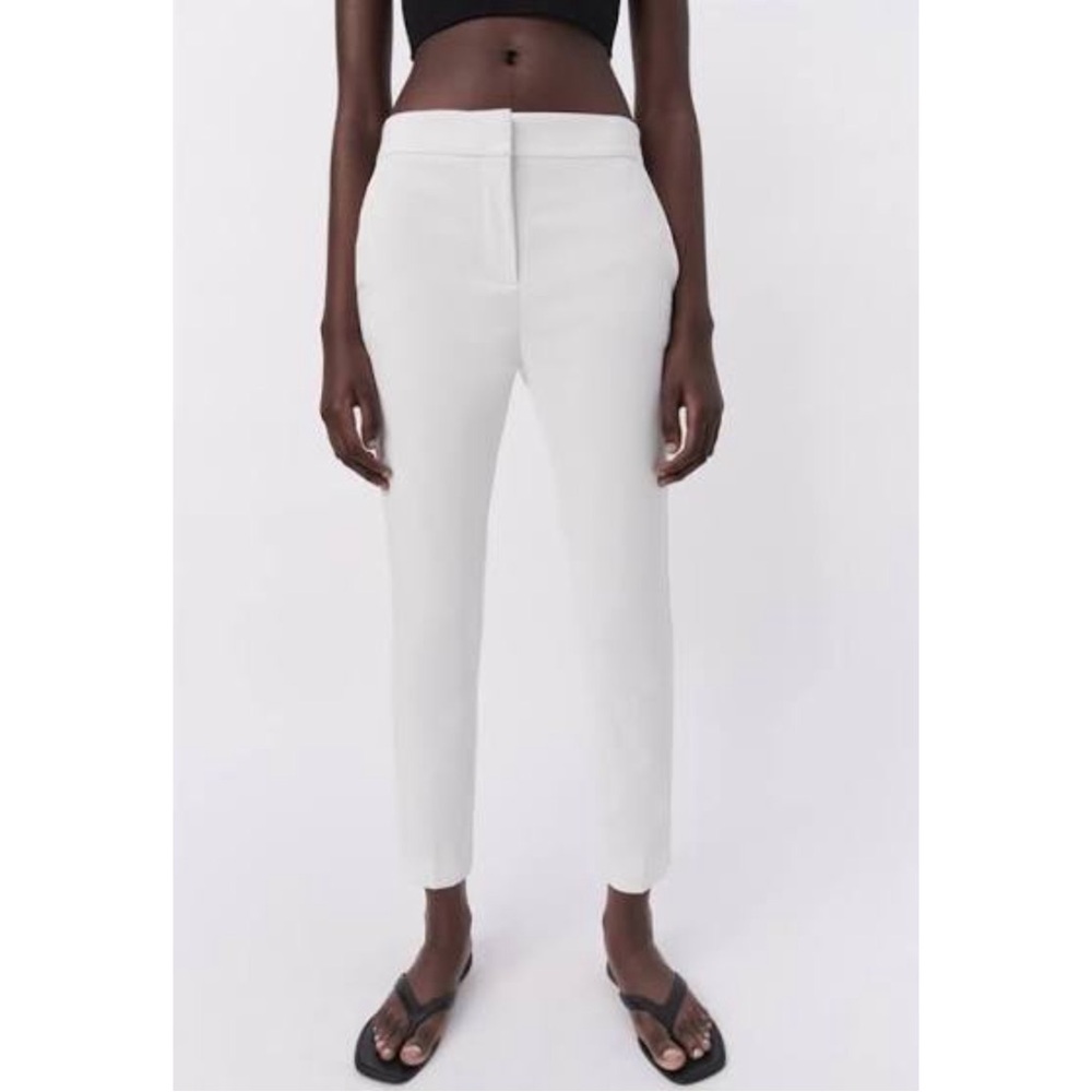 Zara Womens Mid Rise Straight Leg Tapered Cropped Pants